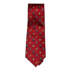 Cape Cod Neckwear Christmas Themed Handmade Red Printed Silk Holiday Novelty Tie